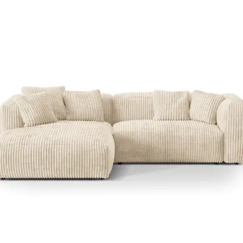 Coltar modular dreapta 2 locuri, Martina-212, Micadoni Home, 283x176x75 cm, velur, bej deschis imagine