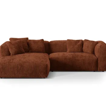 Coltar modular dreapta 2 locuri, Martina-212, Micadoni Home, 283x176x75 cm, velur, caramiziu imagine