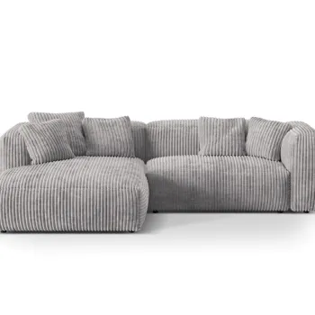 Coltar modular dreapta 2 locuri, Martina-212, Micadoni Home, 283x176x75 cm, velur, gri deschis imagine