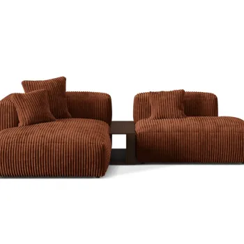 Coltar modular dreapta 2 locuri, Martina-212, Micadoni Home, 285x176x75 cm, velur, caramiziu imagine