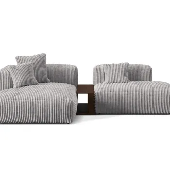 Coltar modular dreapta 2 locuri, Martina-212, Micadoni Home, 285x176x75 cm, velur, gri deschis imagine