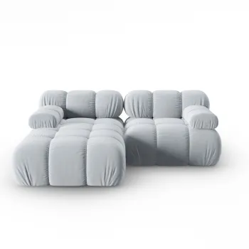 Coltar modular dreapta 3 locuri, Bellis-51, Micadoni Home, 188x155x70 cm, catifea, albastru deschis imagine