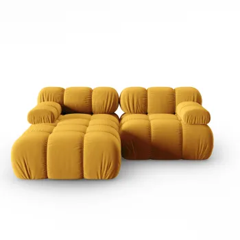 Coltar modular dreapta 3 locuri, Bellis-51, Micadoni Home, 188x155x70 cm, catifea, galben imagine