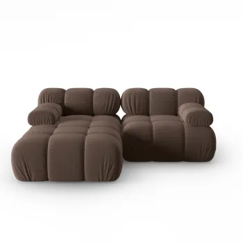 Coltar modular dreapta 3 locuri, Bellis-51, Micadoni Home, 188x155x70 cm, catifea, maro inchis imagine