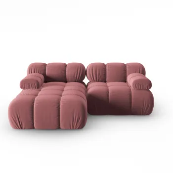 Coltar modular dreapta 3 locuri, Bellis-51, Micadoni Home, 188x155x70 cm, catifea, roz imagine