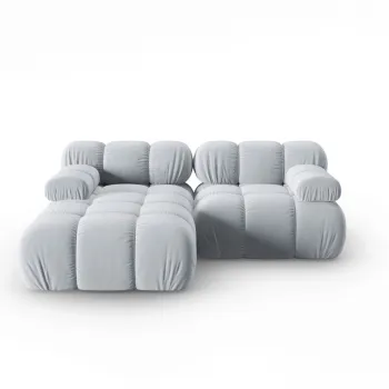 Coltar modular dreapta 3 locuri, Bellis, Micadoni Home, BL, 191x157x62 cm, catifea, albastru deschis imagine