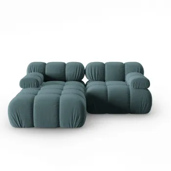 Coltar modular dreapta 3 locuri, Bellis, Micadoni Home, BL, 191x157x62 cm, catifea, albastru petrol imagine