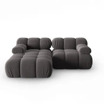 Coltar modular dreapta 3 locuri, Bellis, Micadoni Home, BL, 191x157x62 cm, catifea, gri inchis imagine