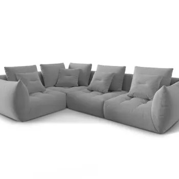 Coltar modular dreapta 3 locuri, Bloom-184, Micadoni Home, 316x216x95 cm, catifea, galben imagine