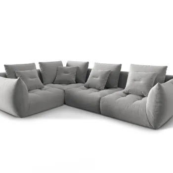 Coltar modular dreapta 3 locuri, Bloom-184, Micadoni Home, 316x216x95 cm, catifea, gri imagine