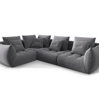Coltar modular dreapta 3 locuri, Bloom-184, Micadoni Home, 316x216x95 cm, catifea, gri inchis imagine