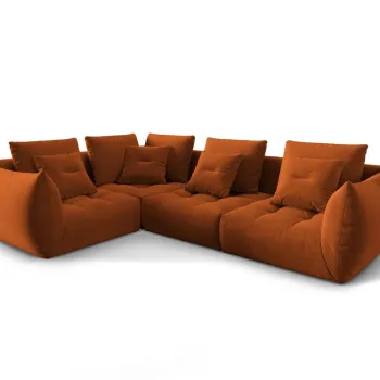 Coltar modular dreapta 3 locuri, Bloom-184, Micadoni Home, 316x216x95 cm, catifea, teracota imagine