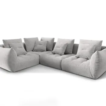 Coltar modular dreapta 3 locuri, Bloom-86, Micadoni Home, 316x216x95 cm, tesatura structurata, argintiu imagine