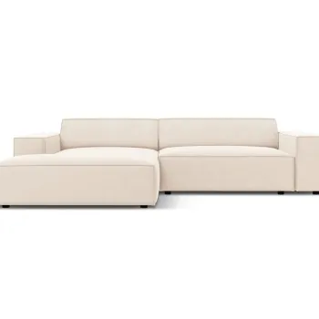 Coltar modular dreapta 3 locuri, Jodie, Micadoni Home, BL, 224x166x70 cm, catifea, bej deschis imagine