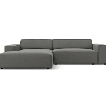 Coltar modular dreapta 3 locuri, Jodie, Micadoni Home, BL, 224x166x70 cm, catifea, gri deschis imagine