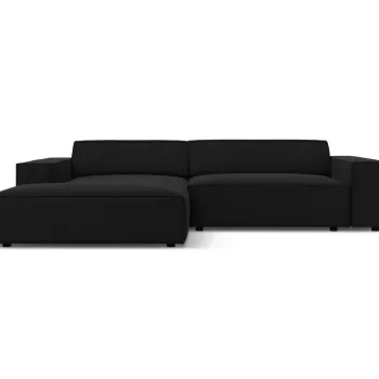 Coltar modular dreapta 3 locuri, Jodie, Micadoni Home, BL, 224x166x70 cm, catifea, negru imagine