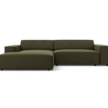 Coltar modular dreapta 3 locuri, Jodie, Micadoni Home, BL, 224x166x70 cm, catifea, verde imagine