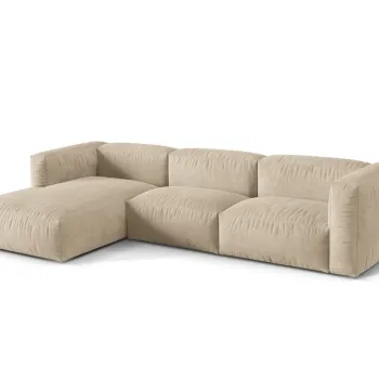 Coltar modular dreapta 3 locuri, Martina-120, Micadoni Home, 332x176x75 cm, catifea, bej deschis imagine