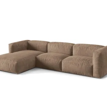 Coltar modular dreapta 3 locuri, Martina-120, Micadoni Home, 332x176x75 cm, catifea, bej inchis imagine