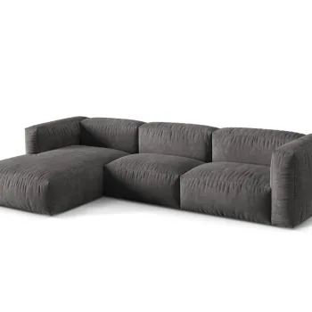 Coltar modular dreapta 3 locuri, Martina-120, Micadoni Home, 332x176x75 cm, catifea, gri imagine