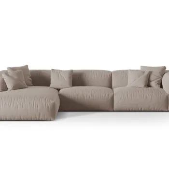 Coltar modular dreapta 3 locuri, Martina-169, Micadoni Home, 332x176x75 cm, tesatura structurata catifelata, bej inchis imagine