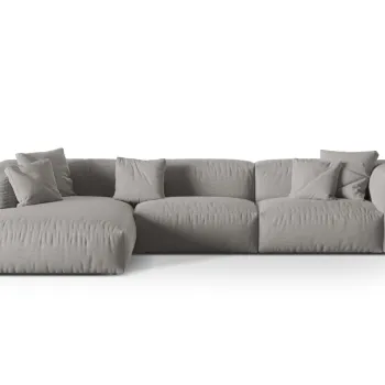 Coltar modular dreapta 3 locuri, Martina-169, Micadoni Home, 332x176x75 cm, tesatura structurata catifelata, gri deschis imagine