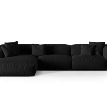 Coltar modular dreapta 3 locuri, Martina-169, Micadoni Home, 332x176x75 cm, tesatura structurata catifelata, negru imagine
