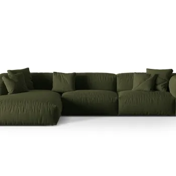 Coltar modular dreapta 3 locuri, Martina-169, Micadoni Home, 332x176x75 cm, tesatura structurata catifelata, verde imagine