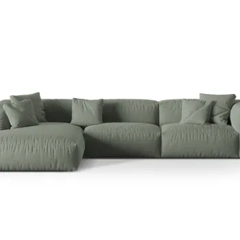 Coltar modular dreapta 3 locuri, Martina-169, Micadoni Home, 332x176x75 cm, tesatura structurata catifelata, verde muschi imagine