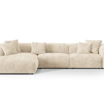 Coltar modular dreapta 3 locuri, Martina-212, Micadoni Home, 332x176x75 cm, velur, bej deschis imagine