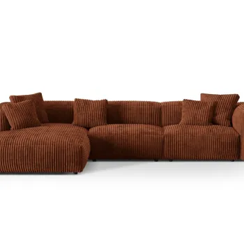 Coltar modular dreapta 3 locuri, Martina-212, Micadoni Home, 332x176x75 cm, velur, caramiziu imagine