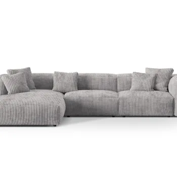 Coltar modular dreapta 3 locuri, Martina-212, Micadoni Home, 332x176x75 cm, velur, gri deschis imagine