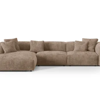 Coltar modular dreapta 3 locuri, Martina-212, Micadoni Home, 332x176x75 cm, velur, maro ghinda imagine