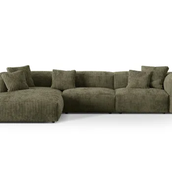 Coltar modular dreapta 3 locuri, Martina-212, Micadoni Home, 332x176x75 cm, velur, verde muschi imagine