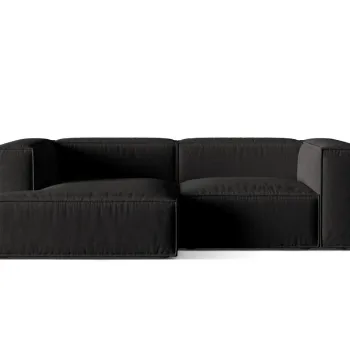 Coltar modular dreapta 3 locuri, Nuria-215, Micadoni Home, 252x147x72 cm, tesatura structurata chenille, negru imagine