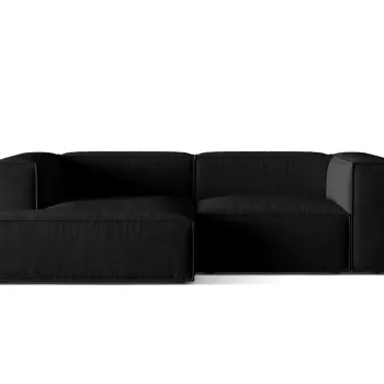 Coltar modular dreapta 3 locuri, Nuria-88, Micadoni Home, 252x147x72 cm, catifea, negru imagine