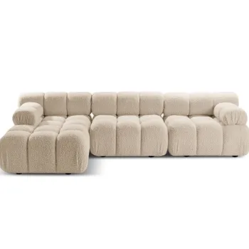 Coltar modular dreapta 4 locuri, Bellis-213, Micadoni Home, 282x155x70 cm, tesatura boucle, bej deschis imagine