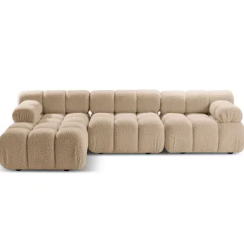 Coltar modular dreapta 4 locuri, Bellis-213, Micadoni Home, 282x155x70 cm, tesatura boucle, bej sand imagine