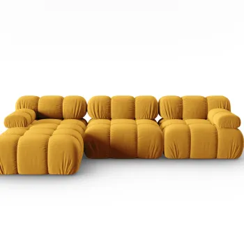 Coltar modular dreapta 4 locuri, Bellis-51, Micadoni Home, 282x155x70 cm, catifea, galben imagine