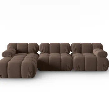 Coltar modular dreapta 4 locuri, Bellis-51, Micadoni Home, 282x155x70 cm, catifea, maro inchis imagine