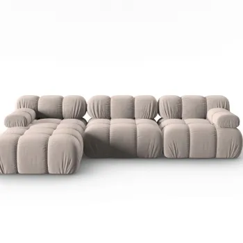 Coltar modular dreapta 4 locuri, Bellis, Micadoni Home, BL, 285x122x63 cm, catifea, bej imagine