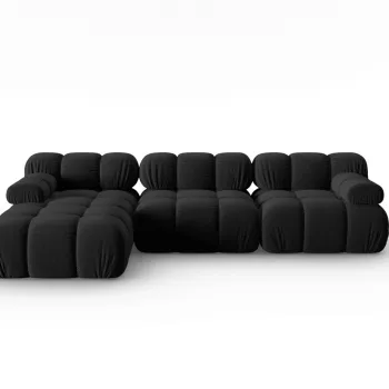Coltar modular dreapta 4 locuri, Bellis, Micadoni Home, BL, 285x122x63 cm, catifea, negru imagine