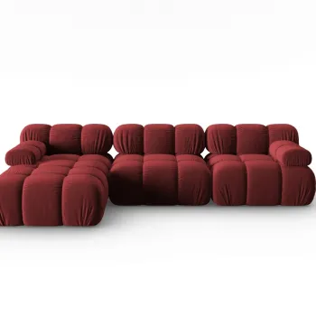 Coltar modular dreapta 4 locuri, Bellis, Micadoni Home, BL, 285x122x63 cm, catifea, rosu inchis imagine