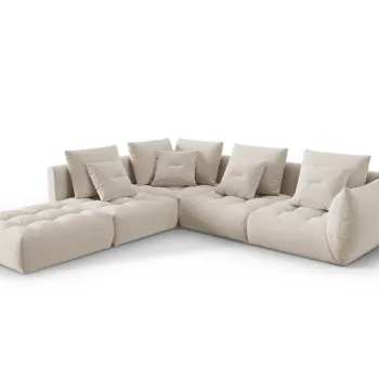 Coltar modular dreapta 4 locuri, Bloom-184, Micadoni Home, 316x310x95 cm, catifea, ecru imagine