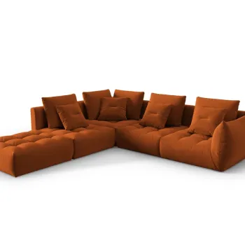 Coltar modular dreapta 4 locuri, Bloom-184, Micadoni Home, 316x310x95 cm, catifea, teracota imagine