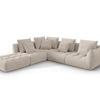 Coltar modular dreapta 4 locuri, Bloom-86, Micadoni Home, 316x310x95 cm, tesatura structurata, bej inchis imagine