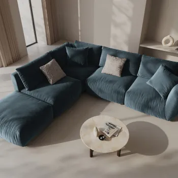 Coltar modular dreapta 4 locuri, Chris-184, Micadoni Home, 295x290x80 cm, catifea, albastru pastel imagine