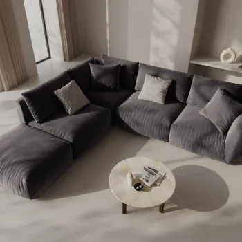 Coltar modular dreapta 4 locuri, Chris-184, Micadoni Home, 295x290x80 cm, catifea, gri inchis imagine