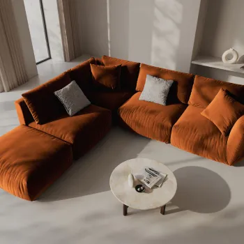 Coltar modular dreapta 4 locuri, Chris-184, Micadoni Home, 295x290x80 cm, catifea, teracota imagine