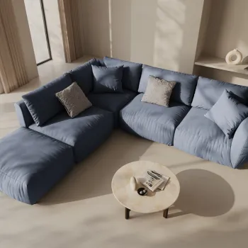 Coltar modular dreapta 4 locuri, Chris-259, Micadoni Home, 295x290x80 cm, tesatura structurata chenille, albastru muted imagine